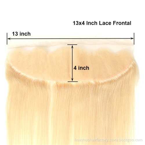 Single Donor Malaysian Raw Ear To Ear Pre Plucked Straight 613 Cuticle Aligned Hair Lace Frontal Bundles Blond